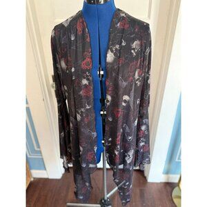 Killstar Goth Moss Gauzy Mesh Sheer Black Halloween Cover Up Skull Rose Spiderwe